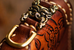 Handmade leather Ganesha biker wallet long wallet brown leather men phone