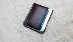 Leather Mens Slim Front Pocket Wallets Dark Brown Leather Cards Wallet for Men