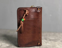 Handamde Genuine Leather Mens Cool Key Wallet Card Slim Wallet Key Holder Car Key Case for Men