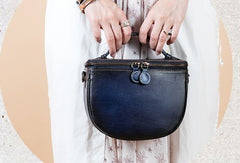 Handmade Genuine Leather Round Handbag Bag Crossbody Bag Shoulder Bag Purse For Women - EverHandmade