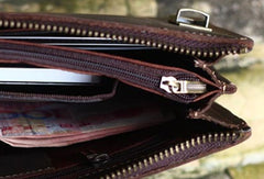 Genuine Leather Mens Cool Clutch Messenger Bag Folded Wristlet Purse Bike Bag Cycling Bag For Men - EverHandmade