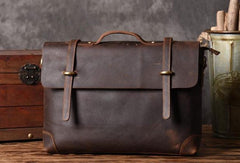 Handmade Cool leather mens Briefcases vintage laptop Briefcase Business Briefcase - EverHandmade