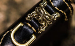 Handmade Leather Acalanatha Mens Tooled Chain Biker Wallet Cool Leather Wallet Long Clutch Wallets for Men