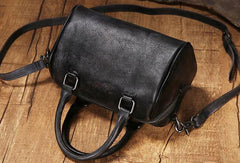 Handmade Leather Vintage Boston Bag Handbag Shoulder Bag for Women