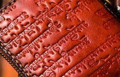 Handmade Leather Tibetan Tooled Mens billfold Wallet Cool Chain Wallet Small Biker Wallets for Men