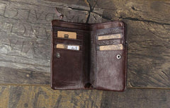 Handmade Genuine Leather Mens Cool Slim Leather billfold Wallet Men Small Wallets Bifold for Men