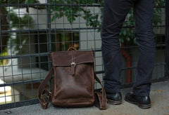 Leather Coffee Mens Backpack Cool Travel Backpacks Laptop Backpack for men