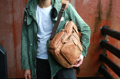 Cool Brown Mens Leather Backpack Travel Backpacks Cool School Backpacks for men