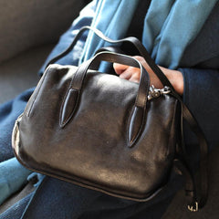 Women Brown Leather Boston Bag Handbags Shoulder Crossbody Bags Purse - Annie Jewel