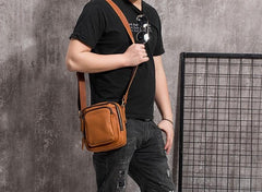 Cool Leather Mens Small Messenger Bag Side Bag Small Shoulder Bag for Men