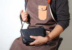 Genuine Leather Mens Clutch Cool Slim Wallet Zipper Clutch Wristlet Wallet for Men