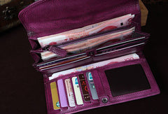 Genuine Leather Wallet Vintage Folded Long Wallet Purse Clutch For Women