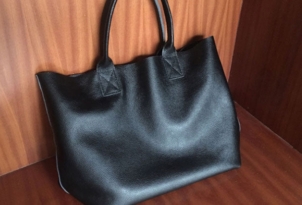 Black Stylish Cute Leather Tote Bag Puse Shoulder Bag Crossbody Tote For Women - EverHandmade