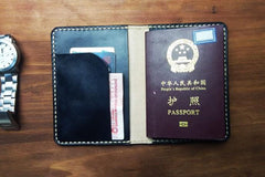 Mens Leather Slim Passport Wallets Leather billfold Small Travel Wallet for Men