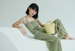 Cute Leather Yellow Womens Mini Bucket Purse Handbag Barrel Shoulder Bag for Women