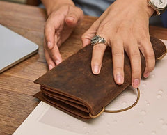 Cool Leather Canvas Mens Bifold Long Wallet Leather Long Wallet for Men