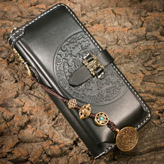 Handmade Leather Mens Chain Biker Wallet Cool Leather Wallet Long Phone Wallets for Men