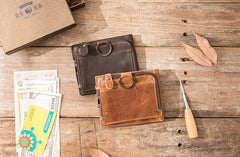 Cool Leather Mens Trifold Slim Front Pocket Wallets billfold Small Wallet for Men