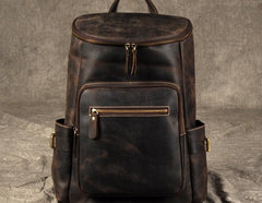 Leather Mens Cool Backpack Large Coffee Travel Backpack School Backpack for men