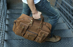 Cool Leather Mens Large Travel Bag Handbags Shoulder Bags Weekender Bag for men