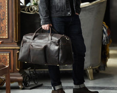 Cool Leather Mens Weekender Bag Travel Bag Duffle Bags Holdall Bag for men