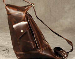 Leather Cool Mens Chest Bag Sling Bag Sling Crossbody Bag for men