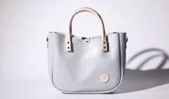 Handmade Leather Gray Womens Handbag Cute Shopper Purse for Women