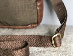 Genuine Brown Leather Mens Cool Small Vertical Side Bag Black Messenger Bag Shoulder Bag for men