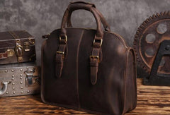 Handmade Cool leather mens Shoulder Briefcases vintage laptop Briefcase Business Briefcase - EverHandmade