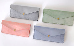 Handmade LEATHER Womens Long Wallet Leather Envelope Long Wallet FOR Women