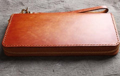 Handmade Leather Wristlet Wallet Mens Long Wallet Cool Long Clutch Wallet for Men