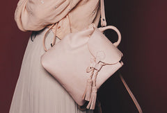 Handmade leather purse backpack beige bag shoulder bag satchel bag purse women - EverHandmade