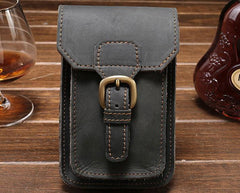 Leather Mens Cigarette Case with Belt Loop Cell Phone Holster Belt Pouch for Men