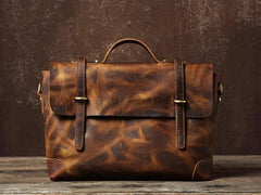 Handmade Leather Mens Cool Messenger Bag Briefcase Work Bag Business Bag Laptop Bag for men