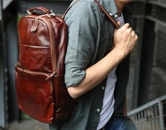 Vintage Leather Mens Backpack Travel Backpack School Backpacks for men