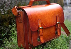 Handmade Leather Cool Mens Brown Briefcase Messenger Bag School Bag for men