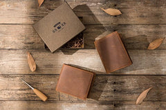 Cool Leather Vintage Mens Slim Small Wallets Zipper billfold Wallets for Men