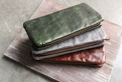 Vintage LEATHER Mens Long Wallet Cool Zipper Long Wallet FOR Men