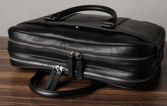 Black Leather Mens Cool Briefcase Work Bag Business Bag for men
