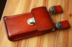 Handmade Cool Leather Belt Pouch Mens Waist Bag Cell Phone Holsters for Men