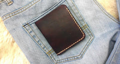 Coffee Vintage Leather Mens Small Wallet Leather billfold Bifold Wallets for Men