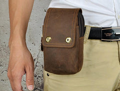 Small Mens Leather Belt Pouch Holsters Belt Cases Cell Phone Waist Pouches for Men