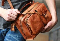 Vintage Brown Leather Mens Messenger Bag Handbag Shoulder Bag for men