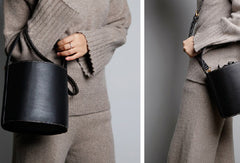 Genuine Leather Cute Bucket Bag Handbag Crossbody Bag Shoulder Bag Women Leather Purse