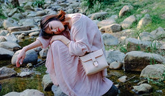 Fashion Leather Beige Womens Handbag Shoulder Bag Crossbody Purse for Women