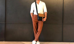 Handmade Cool Leather Mens Small Messengers Bag Shoulder Bags for Men