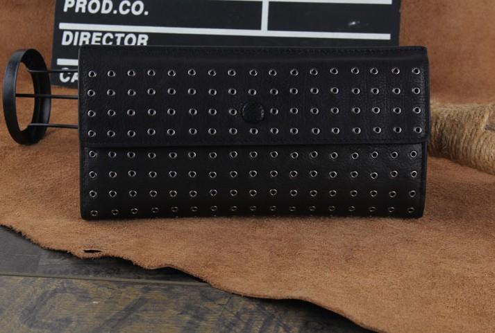 Genuine Leather Mens Cool Long Leather Wallet Zipper Clutch Wristlet Wallet for Men