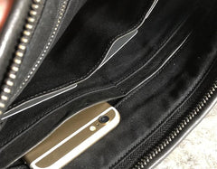 Genuine Leather Mens Clutch Cool Slim Wallet Zipper Clutch Wristlet Wallet for Men