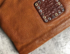 Handmade Genuine Leather Mens Clutch Cool Slim Wallet Zipper Clutch Wristlet Wallet for Men