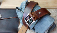 Cool Handmade Brown Leather Mens Belt Leather Belt for Men